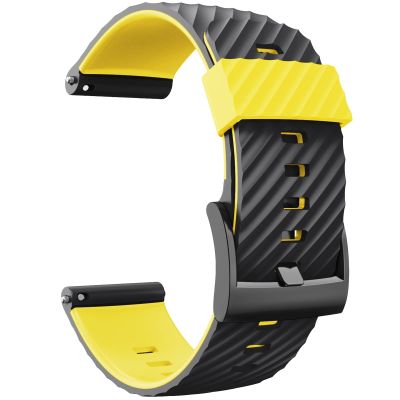 24MM for Suunto 7/Suunto D5 Replacement Wristband Silicone Sports Smart Watch Straps for Suunto 9 Baro/Sport Wrist HR Baro Watchband (Color : Black Yellow, Size : for suunto 9 baro)