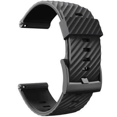 24MM for Suunto 7/Suunto D5 Replacement Wristband Silicone Sports Smart Watch Straps for Suunto 9 Baro/Sport Wrist HR Baro Watchband (Color : Black, Size : Suunto Sport baro)