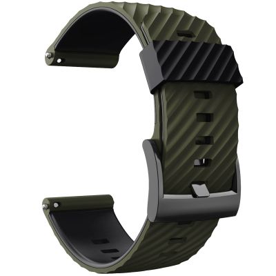 24MM for Suunto 7/Suunto D5 Replacement Wristband Silicone Sports Smart Watch Straps for Suunto 9 Baro/Sport Wrist HR Baro Watchband (Color : Army Green Black, Size : for suunto D5)