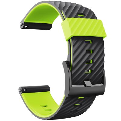 24MM for Suunto 7/Suunto D5 Replacement Wristband Silicone Sports Smart Watch Straps for Suunto 9 Baro/Sport Wrist HR Baro Watchband (Color : Black Green, Size : 24mm)