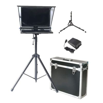 20 Inch Liftable Teleprompter with Remote Control and App Metal with Adjustable Tempered Optical Glass Supports Webcam Wide Angle Camera Lens Studio Make Videos (Single Screen)