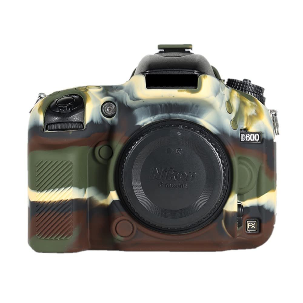Camera Case Bag Camouflage Green Soft Silicone Armor Skin Body Cover Protector for Nikon D600 Digital Camera