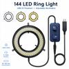 Microscope LED Ring Light Illuminator, USB 5V 144 LED Color Temperature Adjustable, 4 Zone RGB, Focus Lamp Source for Monocular Binocular Trinocular Stereo Microscope Vision Scientific (144 CW WW) view 4