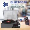 HONGUT Record Player, 3 Speed Turntable Vinyl Record Player with Bluetooth Speaker, MP3 Player Portabl with FM Stereo Radio, Vinyl to MP3 Recording Phonograph Player, Black view 3