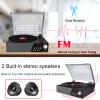 HONGUT Record Player, 3 Speed Turntable Vinyl Record Player with Bluetooth Speaker, MP3 Player Portabl with FM Stereo Radio, Vinyl to MP3 Recording Phonograph Player, Black view 4