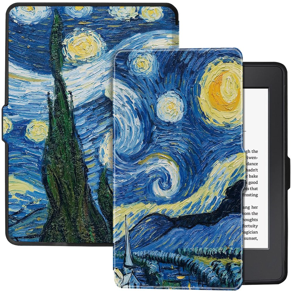 BOZHUORUI Slim Case for Kindle Paperwhite 5th/6th/7th Generation Prior to 2018 (2012-2017 Release,Model EY21 & DP75SDI) - Premium PU Leather Protective Cover with Auto Sleep/Wake (Starry Sky)