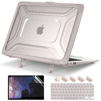 Batianda Extreme Duty Case for MacBook Air 13 inch 2020 2019 A2337 M1 A2179 A1932 Model - Anti-Slip Rubberized Stand (Holds 25lbs) & Honeycomb Exoskeleton - Max Cooling & Stability - Rock Gray