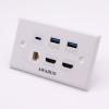 AWAUO USB C Wall Outlet White Wall Mount 2 USB3.0+2 HDMI2.0 +1 Cat6 Ethernet+1 USB Type C Port, USB Charger Compatible with iPhone/Samsung(Outlet Wall Plate Included) view 2
