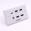 AWAUO USB C Wall Outlet White Wall Mount 2 USB3.0+2 HDMI2.0 +1 Cat6 Ethernet+1 USB Type C Port, USB Charger Compatible with iPhone/Samsung(Outlet Wall Plate Included) view 3