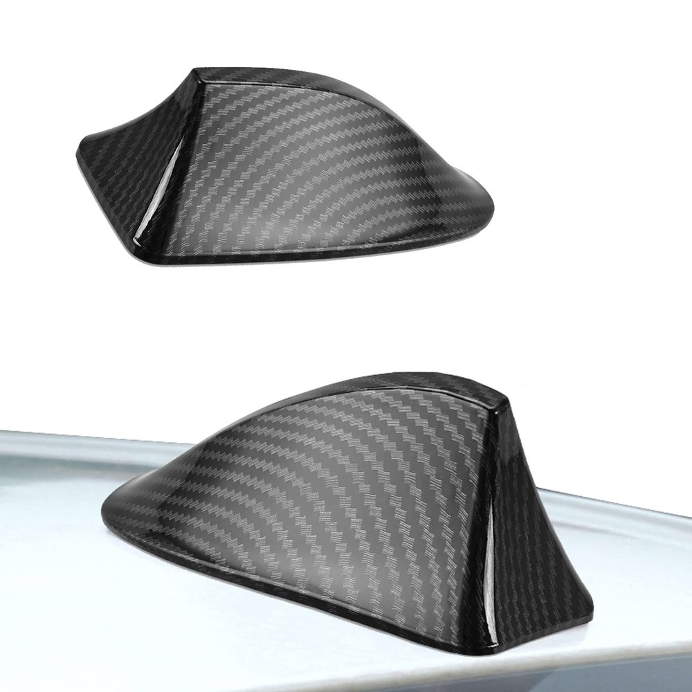 Ajxn Shark Antenna Fin Roof Aerial Base Radio Signal for Car SUV Truck Van Super Functional with Adhesive Tape Base 9 Carbon (Black)