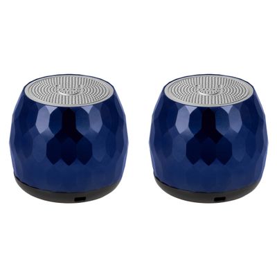 Fashionit U Speakers Micro Bluetooth Computer Speaker 2-Pack Bundle with Matching Speaker, Built-In Mic & Selfie Remote Control, for Workspace, Desktop, Laptop, Mobile, Tablet, PC - Glam Midnight Blue