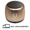 Fashionit U Speakers Micro Bluetooth Computer Speaker 2-Pack Bundle with Matching Speaker, Built-in Mic & Selfie Remote Control, for Workspace, Desktop, Laptop, Mobile, Tablet, PC - Gold view 2
