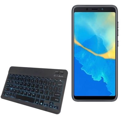BoxWave Keyboard Compatible with CellAllure Chic X2 - SlimKeys Bluetooth Keyboard - with Backlight, Portable Slim LED 7 Colors - Jet Black