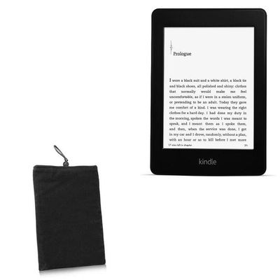 BoxWave Case Compatible with Amazon Kindle Paperwhite (2nd Gen 2013) - Velvet Pouch, Soft Velour Fabric Bag Sleeve with Drawstring - Jet Black