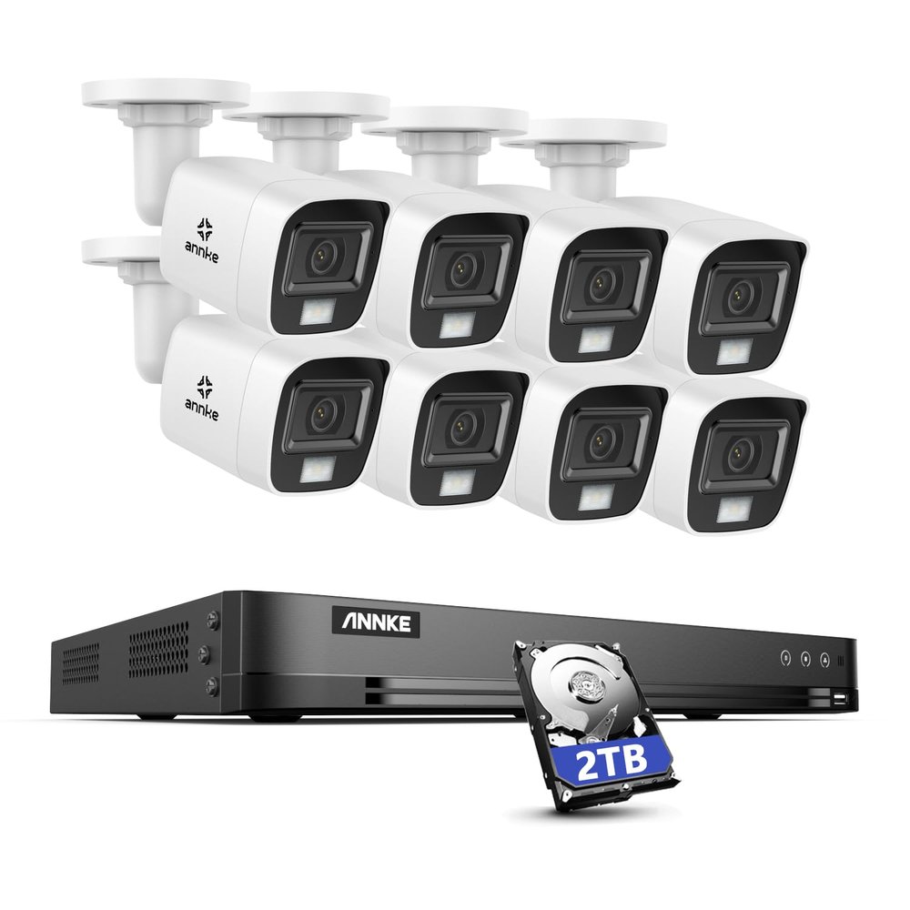ANNKE 4K Ultra Clear Security System 16 CH Wired AI DVR with 8pcs 8MP CCTV Cameras, EXIR Night Vision, Human & Vehicle Detection, Smart Color Night Vision for Outdoor Use, 2TB Hard Drive Included