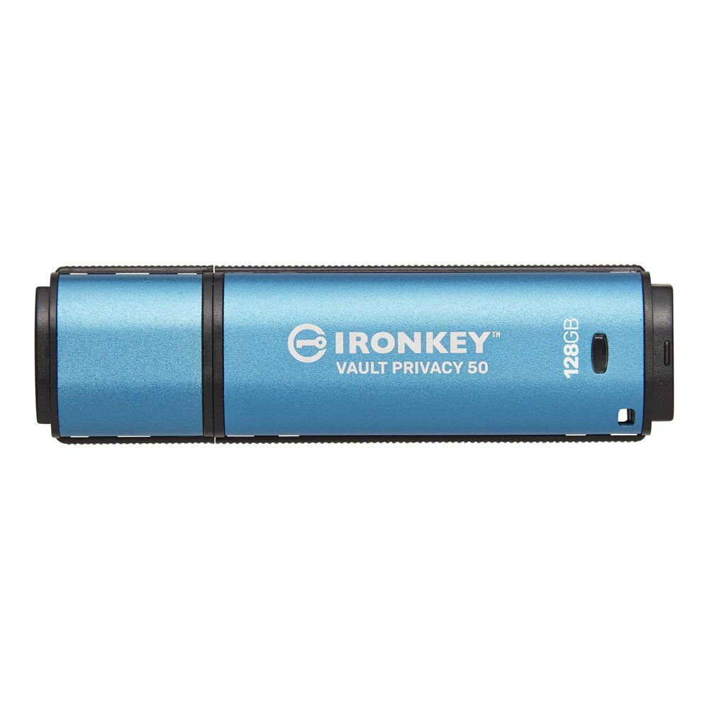 Kingston IronKey Vault Privacy 50 128GB Encrypted USB | FIPS 197 | AES-256bit | BadUSB Attack Protection | Multi-Password Options | IKVP50/128GB