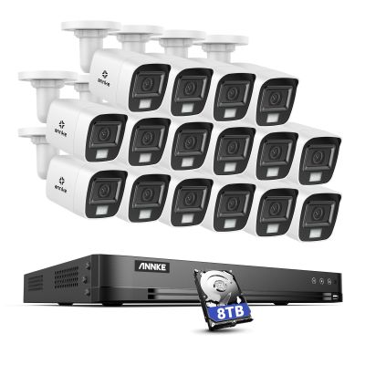 ANNKE 16 Channel Ultra Clear Security System, 16pcs 8MP Wired CCTV Cameras, 2.8 mm Lens, Smart Color Night Vision, IP67, AI Human&Vehicle Detection, Compatible with Alexa, 8TB Hard Drive Included