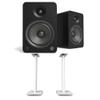 Kanto YU6MB 200W Bookshelf Speakers with Bluetooth - Matte Black (Pair) with Kanto SP26PLW 26" Fixed-Height Stands for Bookshelf Speakers - White (Pair) (2022) view 1