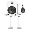 Kanto YU6MW 200W Bookshelf Speakers with Bluetooth - Matte White (Pair) with Kanto SP26PLW 26" Fixed-Height Stands for Bookshelf Speakers - White (Pair) (2022) view 1
