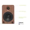 Kanto YU6WALNUT 200W Bookshelf Speakers with Bluetooth - Walnut (Pair) with Kanto SP26PL 26" Fixed-Height Stands for Bookshelf Speakers - Black (Pair) (2022) view 3