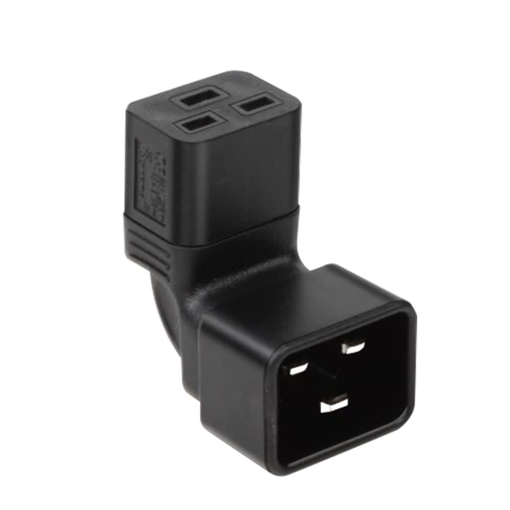 Toptekits Elbow Plug C19 to C20 Power Converter Travel Adapter,IEC C20 to 90-Degree Angle C19 Electrical Adapter Right Angle IEC Connector (C20 to 90 Degree C19 Adapter)