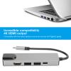 Type C Hub 5 in 1, 4K HDMI Type C to HDTV Adapter Docking Station, Supports Super High Speed, 1 x RJ45, 1 x Type C, 1 x HDMI, 2 x USB view 3