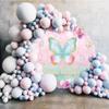 Yeele 5x5ft Butterfly Happy Birthday Round Backdrop Pink Flower Gold Glitter Butterfly Photography Background Baby Girls Princess Birthday Party Cake Table Banner Decor Supplies Photo Booth Props view 4