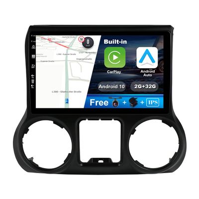 BXLIYER Android 10 Double Din Car Stereo for Jeep Wrangler LHD (2011-2014) - 2G+32G - Free Backup Camera - Built-in CarPlay Android Auto - 10.1 Inch - MirrorLink 4G WiFi Steering Wheel DSP Fast-Boot