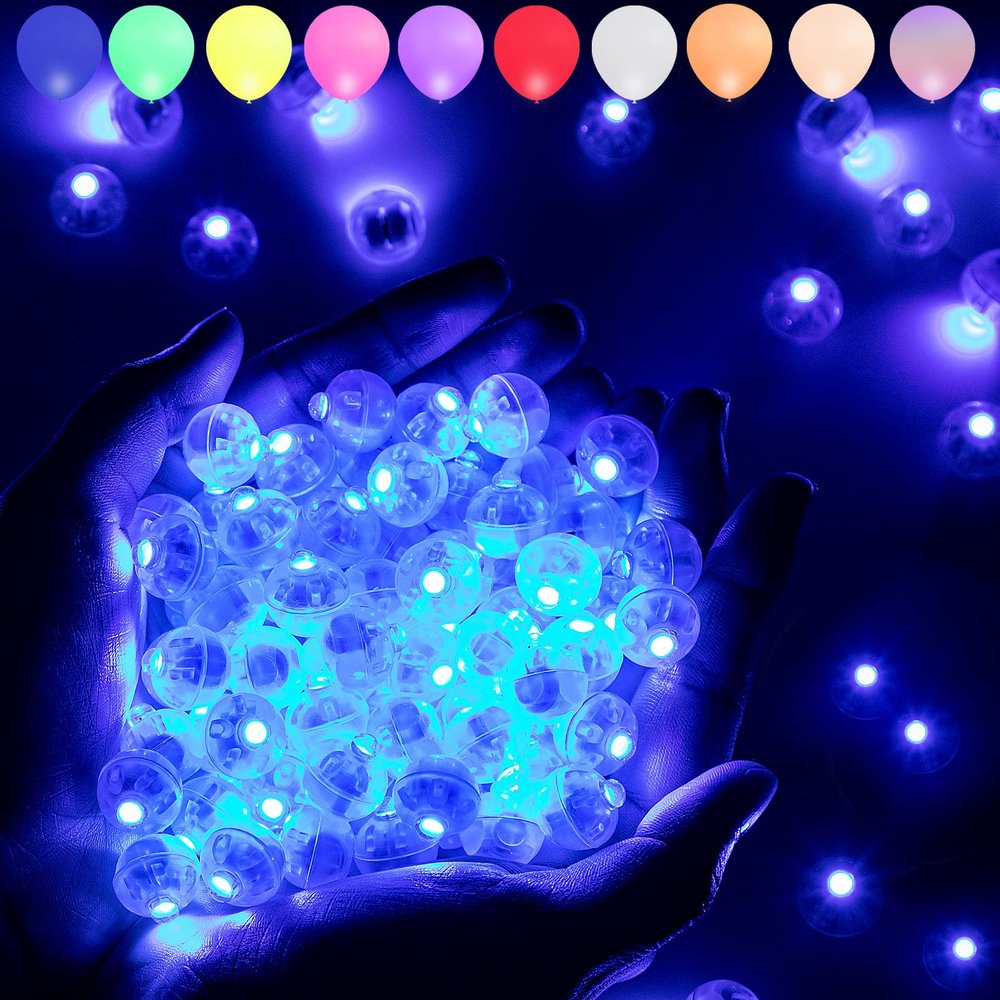 Aogist 100 Pcs Blue Balloon Light with Loop for Hanging, Mini Ball Lights LED Drinks Lights Round Tiny Light for Paper Lanterns Balloons Vases Birthday Party Event Wedding Decoration