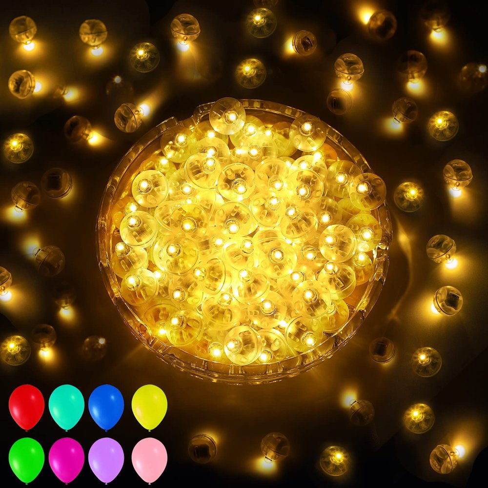 100 Pcs Warm White Balloon Light with Loop for Hanging, Mini Ball Lights Easter Egg LED Drinks Lights Round Tiny Led Light for Paper Lanterns Vases Birthday Party Event Wedding Decoration