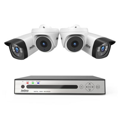JouSecu 8CH 1080P Home Security Camera System Outdoor Indoor, 5MP Lite CCTV DVR 8 Channel and 4 x 1080P Dome Bullet Surveillance Cameras with Night Vision, Easy Remote Access, No Hard Drive