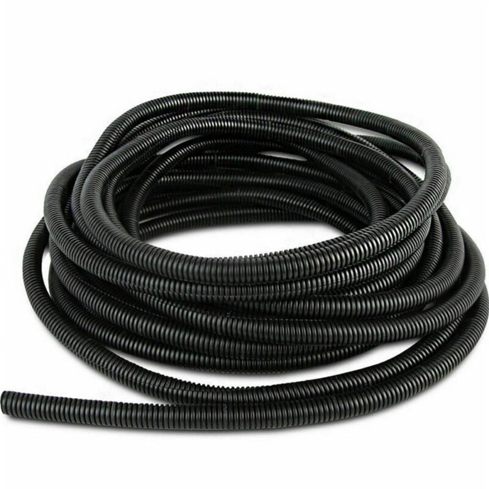 Split Loom Tubing Wire Conduit, Black Corrugated Wire Tube Cable Protection Pipe Cable Tidy Tube for TV Cables, Electric Wire, Garden Lights (OD 10mm, 3 Metres)