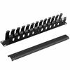 1U Cable Management Rack with Mounting Screws, 12 Slot/24 Port Metal Finger Duct Wire Organizer with Cover view 1