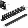 1U Cable Management Rack with Mounting Screws, 12 Slot/24 Port Metal Finger Duct Wire Organizer with Cover view 2