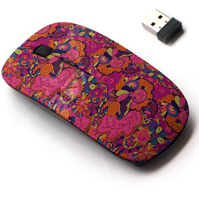 2.4G Wireless Mouse with Cute Pattern Design for All Laptops and Desktops with Nano Receiver - tracery Calming Mehndi