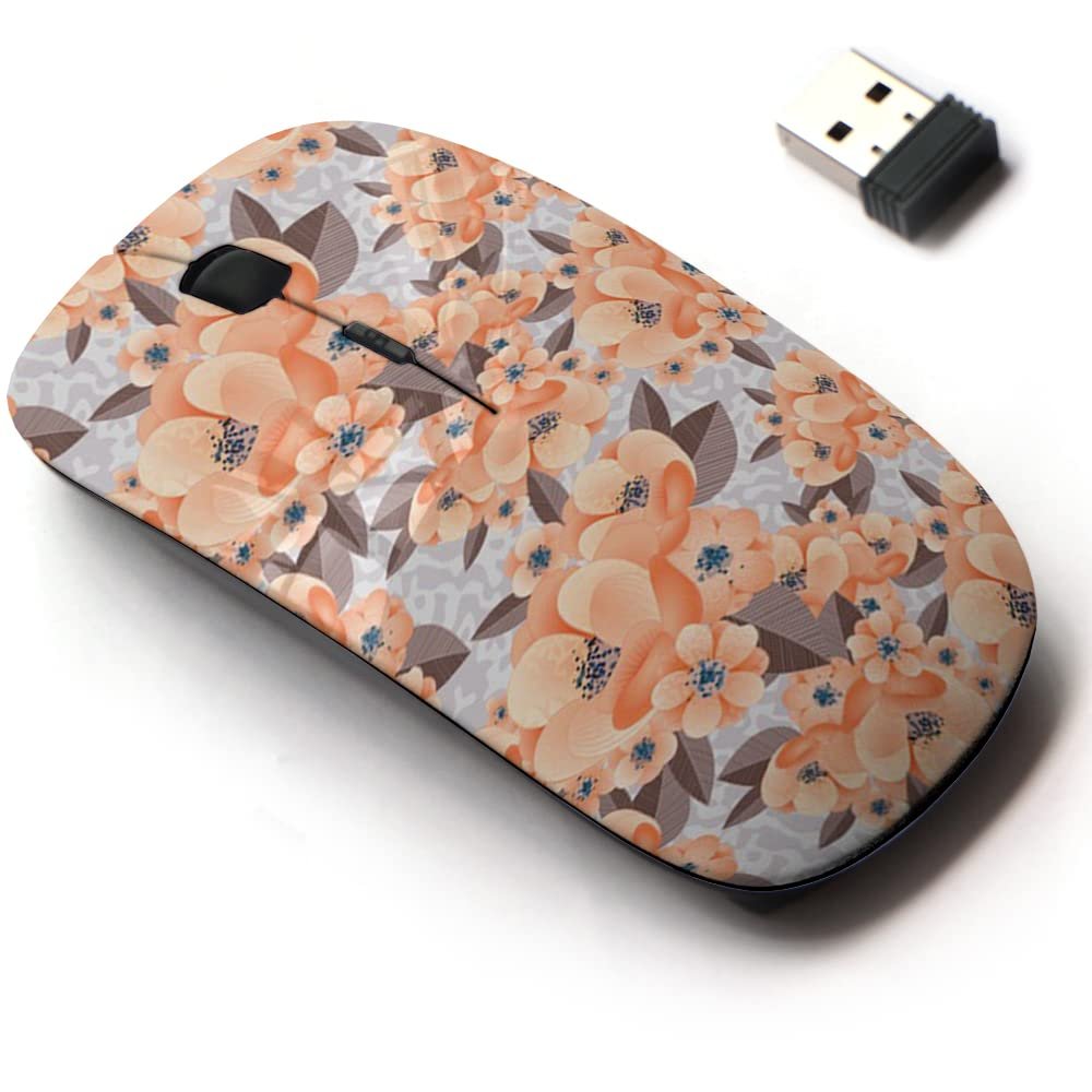 2.4G Wireless Mouse with Cute Pattern Design for All Laptops and Desktops with Nano Receiver - Bouquet Delicate Flowers Greeting