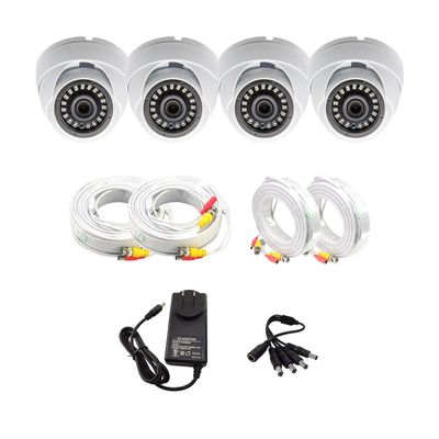 Evertech HD 1080P Fixed Lens Indoor Outdoor 4 Dome Security Cameras with Cables and 12V DC Power Supply