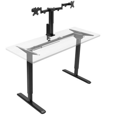 VIVO Integrated Electric Standing Desk Frame and Motorized Monitor Mount, 1 Touch Adjustment, Fits up to 32 inch Monitor Screens, Stand Up Workstation with Memory Control Pad, Black, STAND-E-102B