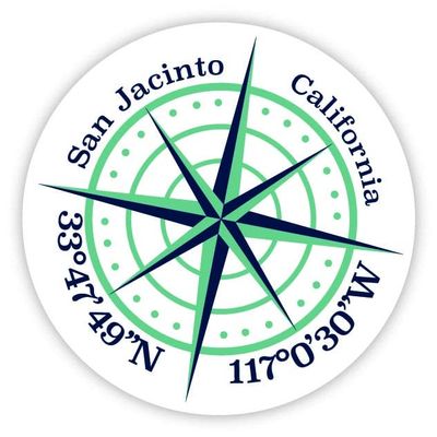 San Jacinto California 2-Inch Vinyl Decal Sticker Latitude Longitude Compass Design