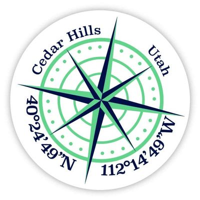Cedar Hills Utah 2-Inch Vinyl Decal Sticker Latitude Longitude Compass Design