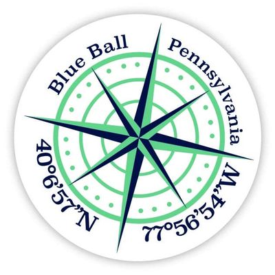 Blue Ball Pennsylvania 2-Inch Vinyl Decal Sticker Latitude Longitude Compass Design