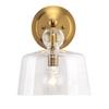 Eden Home 12" Transitional Metal Wall Sconce in Brass and Clear view 3