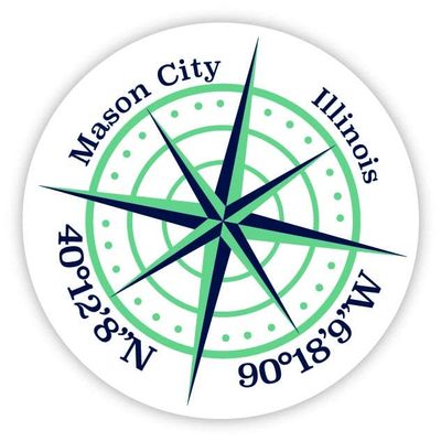 Mason City Illinois 2-Inch Vinyl Decal Sticker Latitude Longitude Compass Design