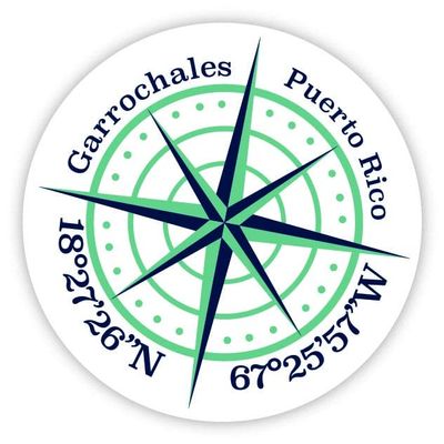 Garrochales Puerto Rico 2-Inch Vinyl Decal Sticker Latitude Longitude Compass Design