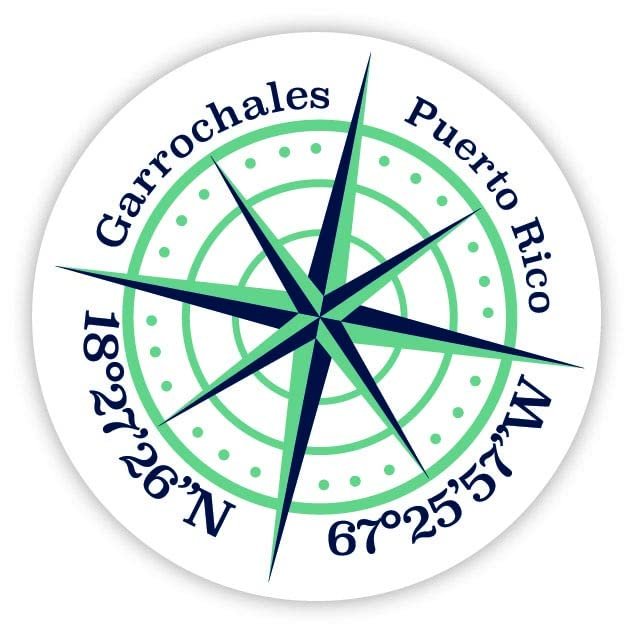 Garrochales Puerto Rico 2-Inch Vinyl Decal Sticker Latitude Longitude Compass Design
