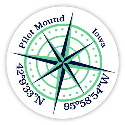 Pilot Mound Iowa 2-Inch Vinyl Decal Sticker Latitude Longitude Compass Design