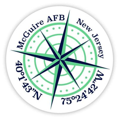 McGuire AFB New Jersey 2-Inch Vinyl Decal Sticker Latitude Longitude Compass Design