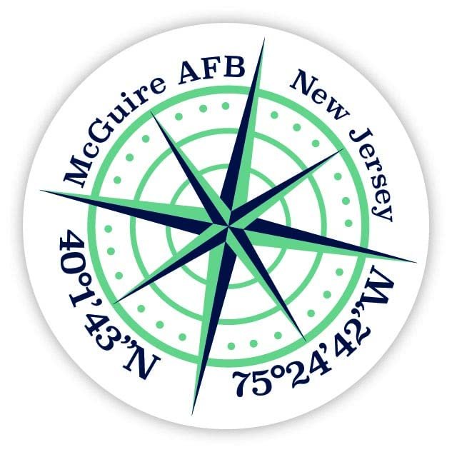 McGuire AFB New Jersey 2-Inch Vinyl Decal Sticker Latitude Longitude Compass Design
