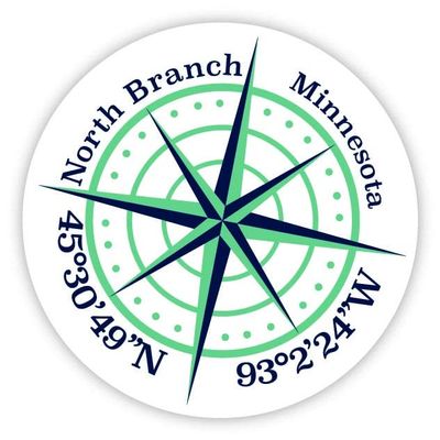 North Branch Minnesota 2-Inch Vinyl Decal Sticker Latitude Longitude Compass Design
