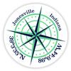 Jonesville Indiana 2-Inch Vinyl Decal Sticker Latitude Longitude Compass Design view 1